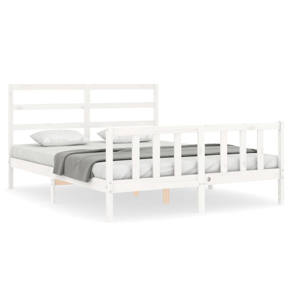 Cadre de lit sans matelas blanc 160x200 cm bois de pin massif