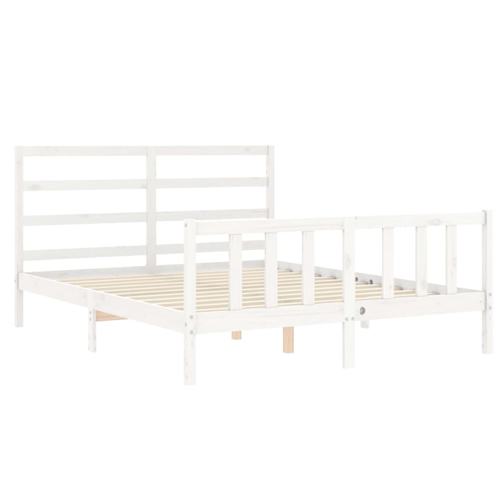 Cadre de lit sans matelas blanc 160x200 cm bois de pin massif