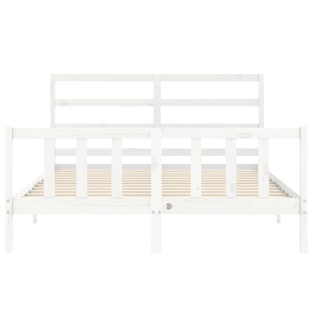 Cadre de lit sans matelas blanc 160x200 cm bois de pin massif