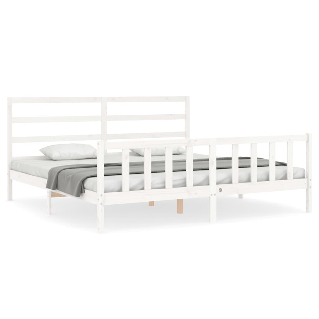 Cadre de lit sans matelas blanc bois de pin massif