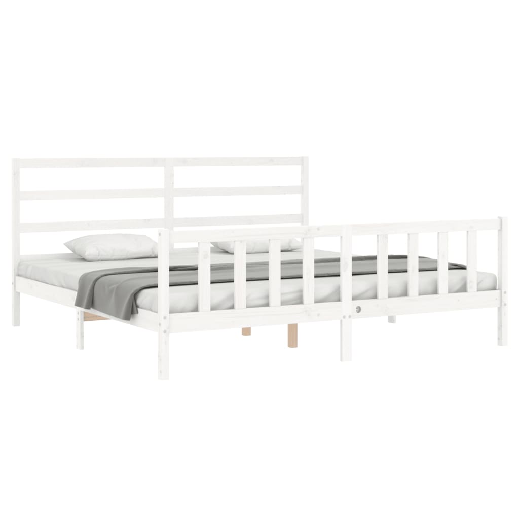 Cadre de lit sans matelas blanc bois de pin massif