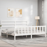 Cadre de lit sans matelas blanc bois de pin massif