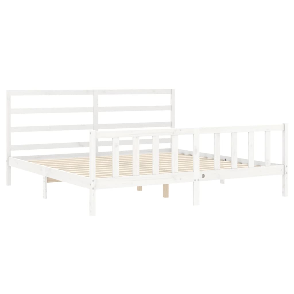 Cadre de lit sans matelas blanc bois de pin massif