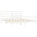 Cadre de lit sans matelas blanc bois de pin massif