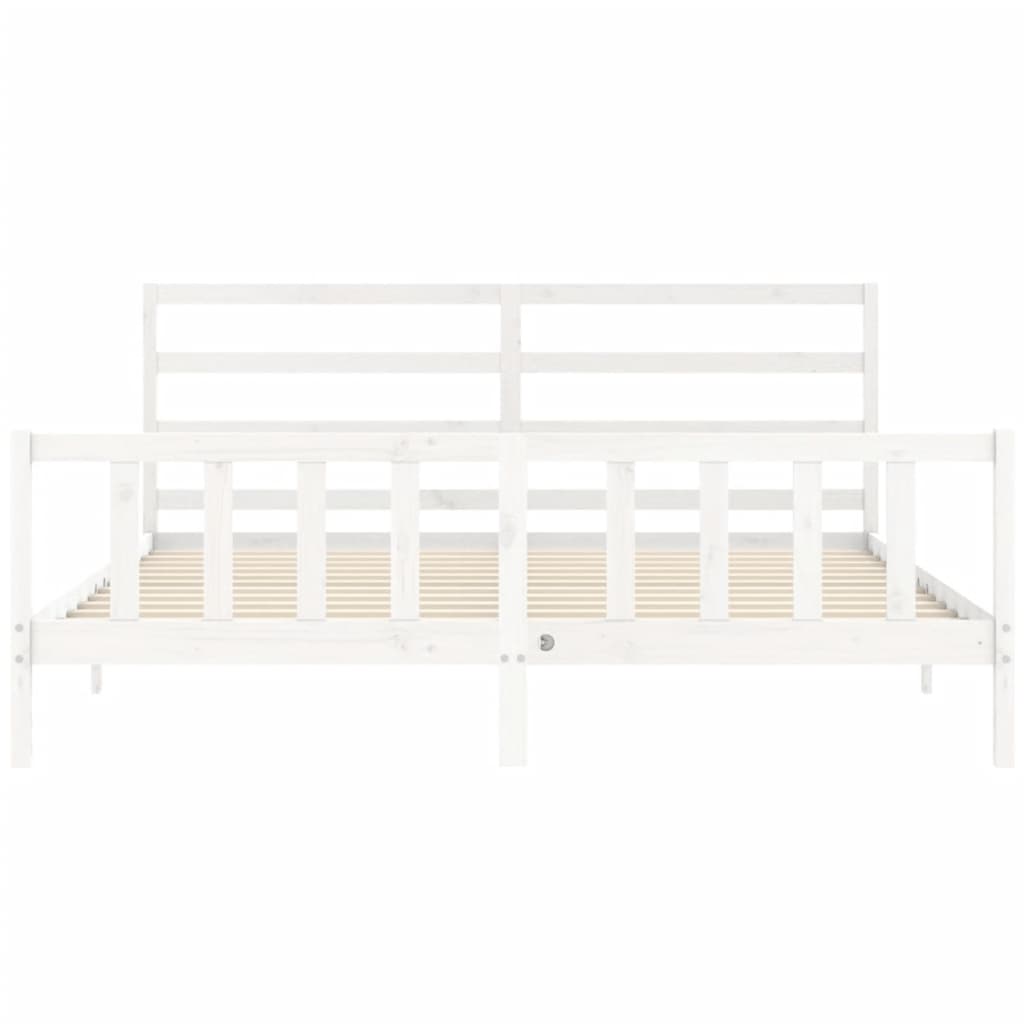 Cadre de lit sans matelas blanc bois de pin massif