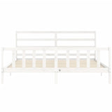 Cadre de lit sans matelas blanc bois de pin massif