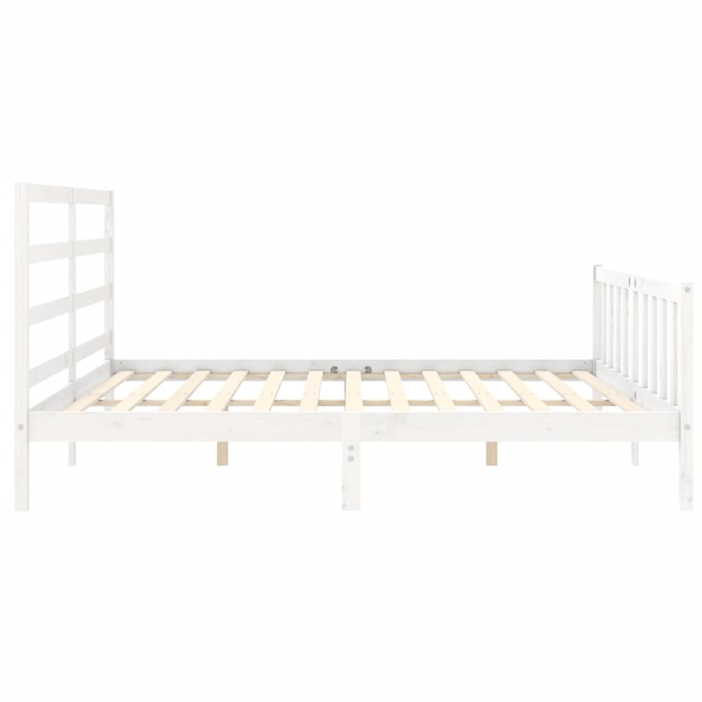 Cadre de lit sans matelas blanc bois de pin massif