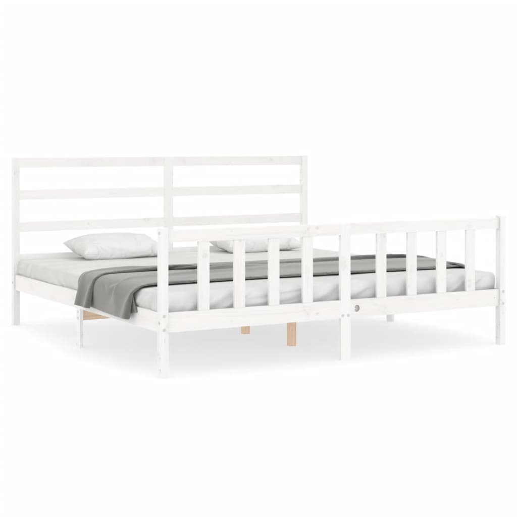 Cadre de lit sans matelas blanc 200x200 cm bois massif de pin