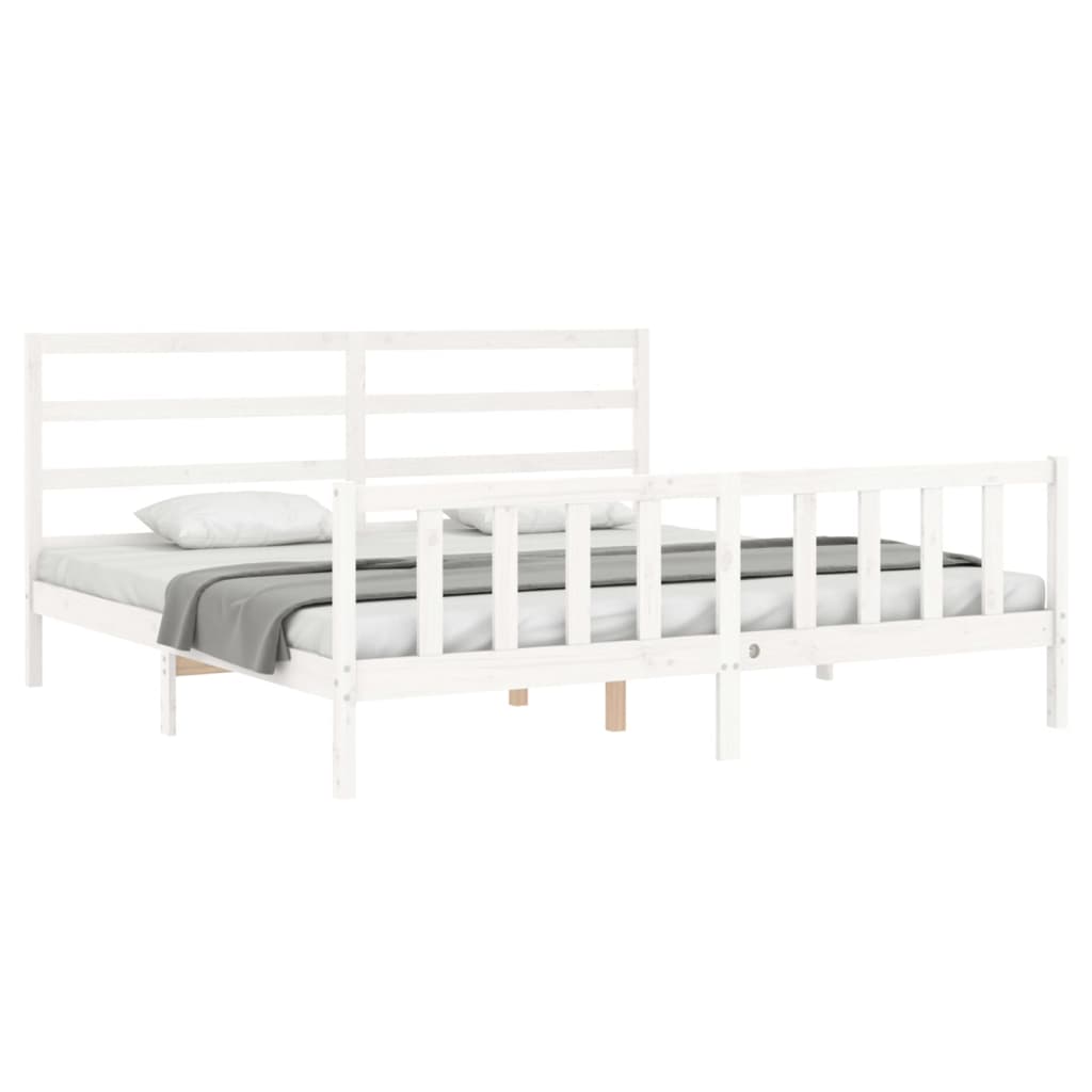 Cadre de lit sans matelas blanc 200x200 cm bois massif de pin