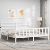 Cadre de lit sans matelas blanc 200x200 cm bois massif de pin