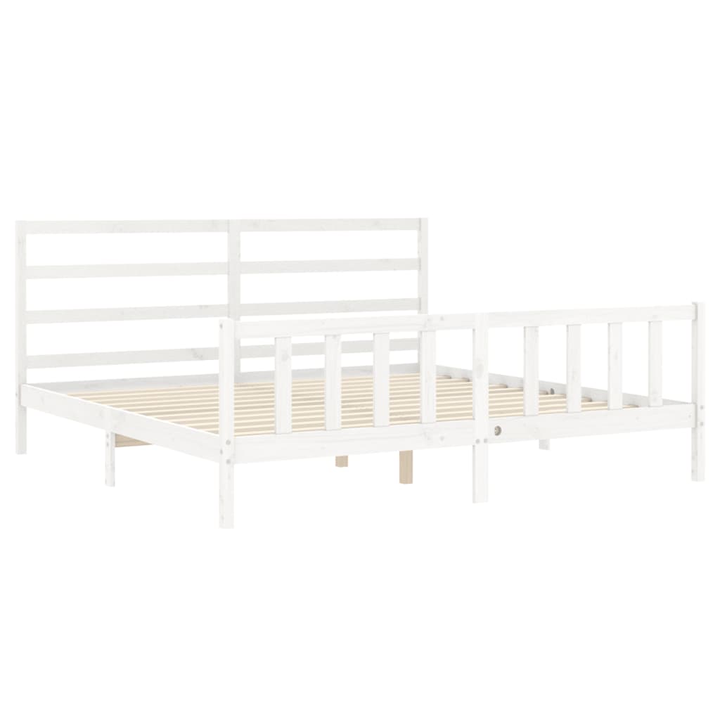 Cadre de lit sans matelas blanc 200x200 cm bois massif de pin