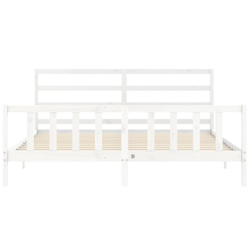 Cadre de lit sans matelas blanc 200x200 cm bois massif de pin