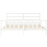 Cadre de lit sans matelas blanc 200x200 cm bois massif de pin