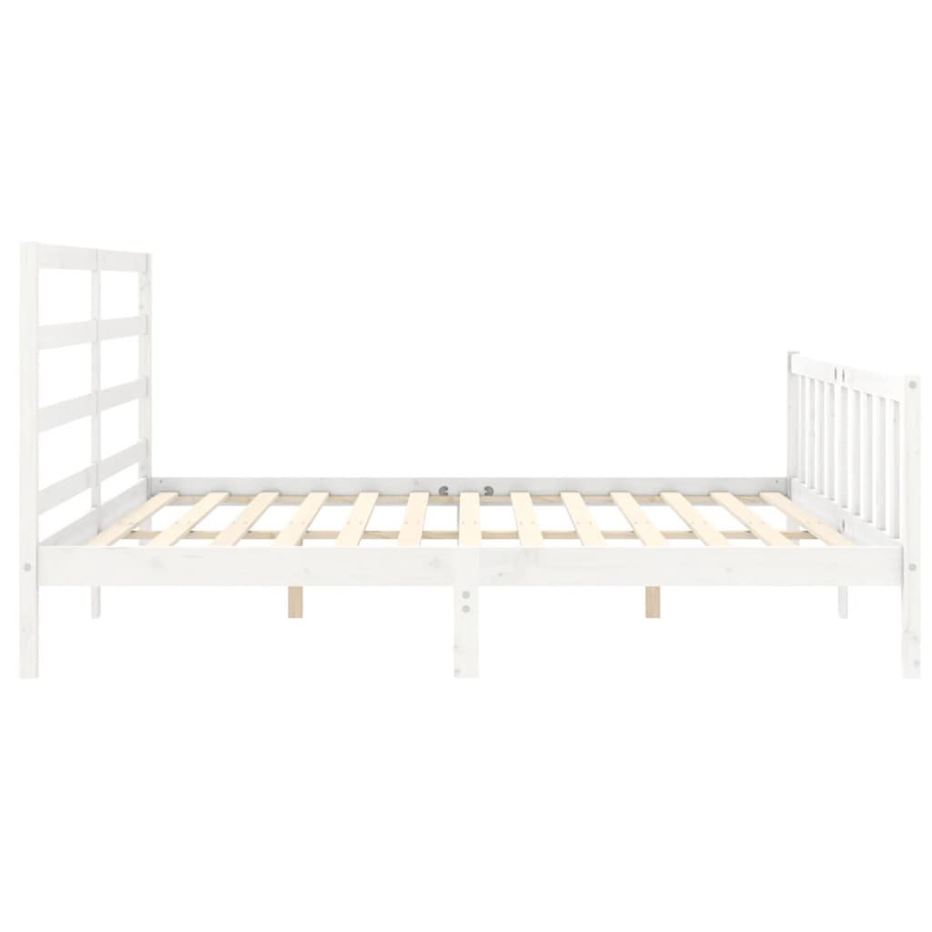 Cadre de lit sans matelas blanc 200x200 cm bois massif de pin