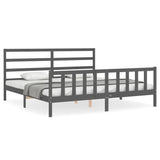 Cadre de lit sans matelas gris 200x200 cm bois massif de pin