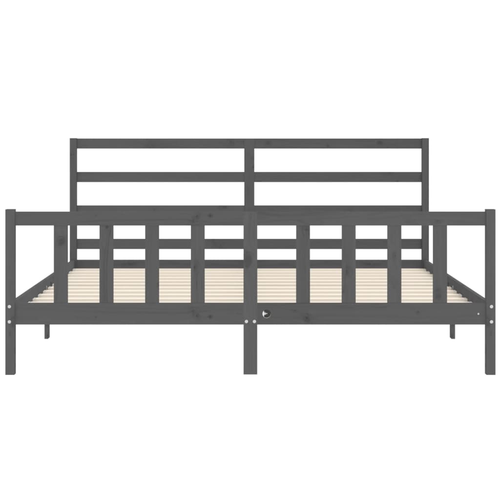 Cadre de lit sans matelas gris 200x200 cm bois massif de pin