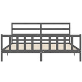 Cadre de lit sans matelas gris 200x200 cm bois massif de pin