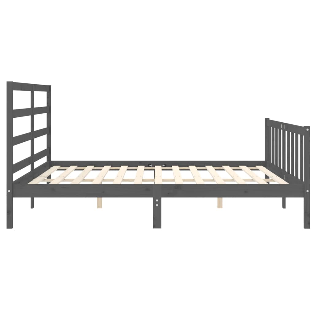 Cadre de lit sans matelas gris 200x200 cm bois massif de pin