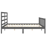 Cadre de lit sans matelas gris 200x200 cm bois massif de pin