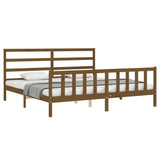 Cadre de lit sans matelas marron miel 200x200cm bois pin massif