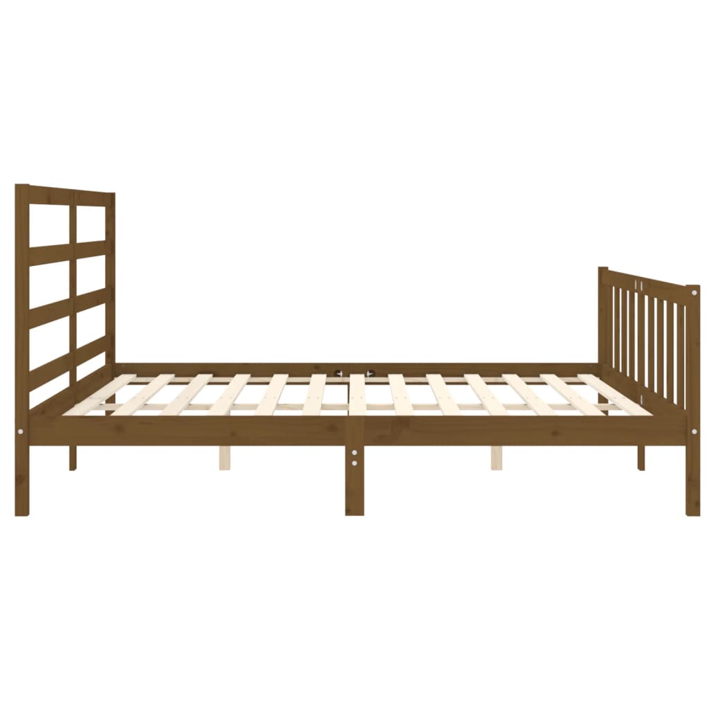 Cadre de lit sans matelas marron miel 200x200cm bois pin massif