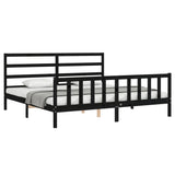 Cadre de lit sans matelas noir 200x200 cm bois massif de pin