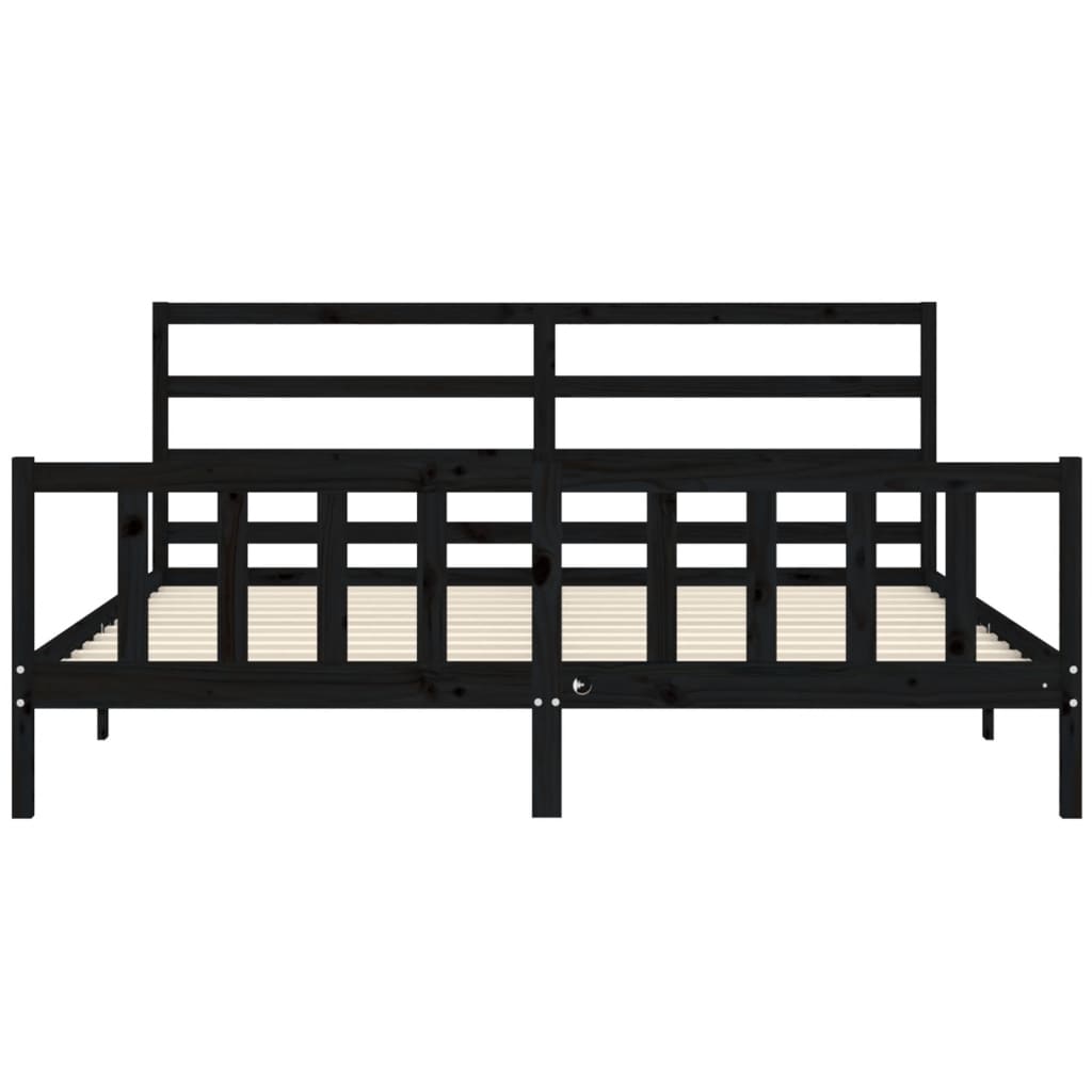 Cadre de lit sans matelas noir 200x200 cm bois massif de pin