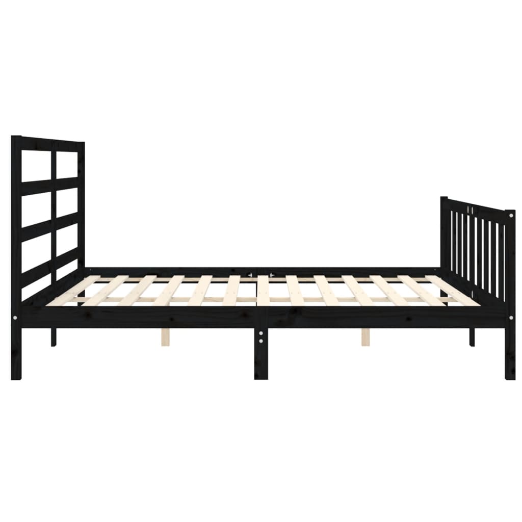 Cadre de lit sans matelas noir 200x200 cm bois massif de pin