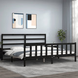 Cadre de lit sans matelas noir 200x200 cm bois massif de pin