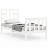 Cadre de lit sans matelas blanc bois de pin massif