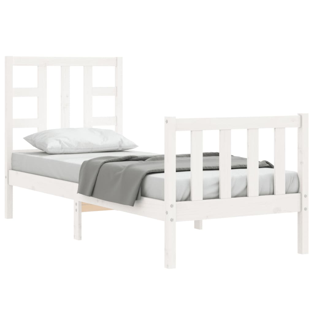 Cadre de lit sans matelas blanc bois de pin massif