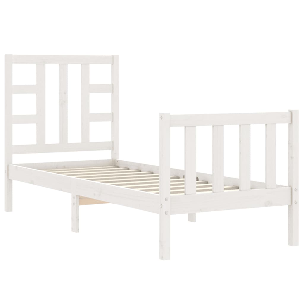 Cadre de lit sans matelas blanc bois de pin massif