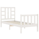 Cadre de lit sans matelas blanc bois de pin massif