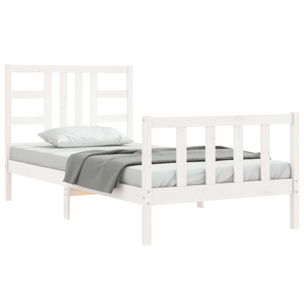 Cadre de lit sans matelas blanc 90x190 cm bois de pin massif