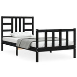 Cadre de lit sans matelas noir 90x190 cm bois de pin massif