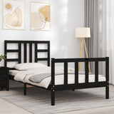 Cadre de lit sans matelas noir 90x190 cm bois de pin massif