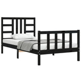 Cadre de lit sans matelas noir 90x190 cm bois de pin massif