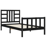 Cadre de lit sans matelas noir 90x190 cm bois de pin massif