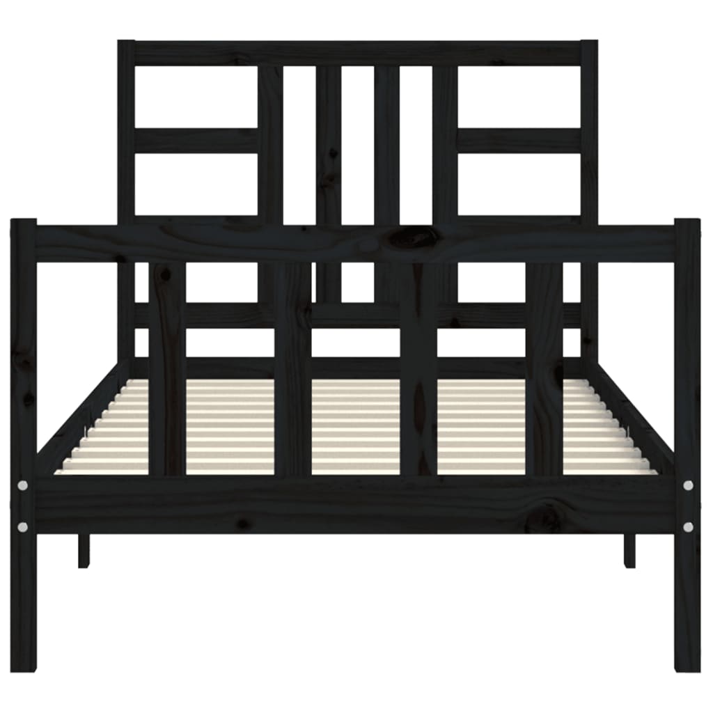 Cadre de lit sans matelas noir 90x190 cm bois de pin massif