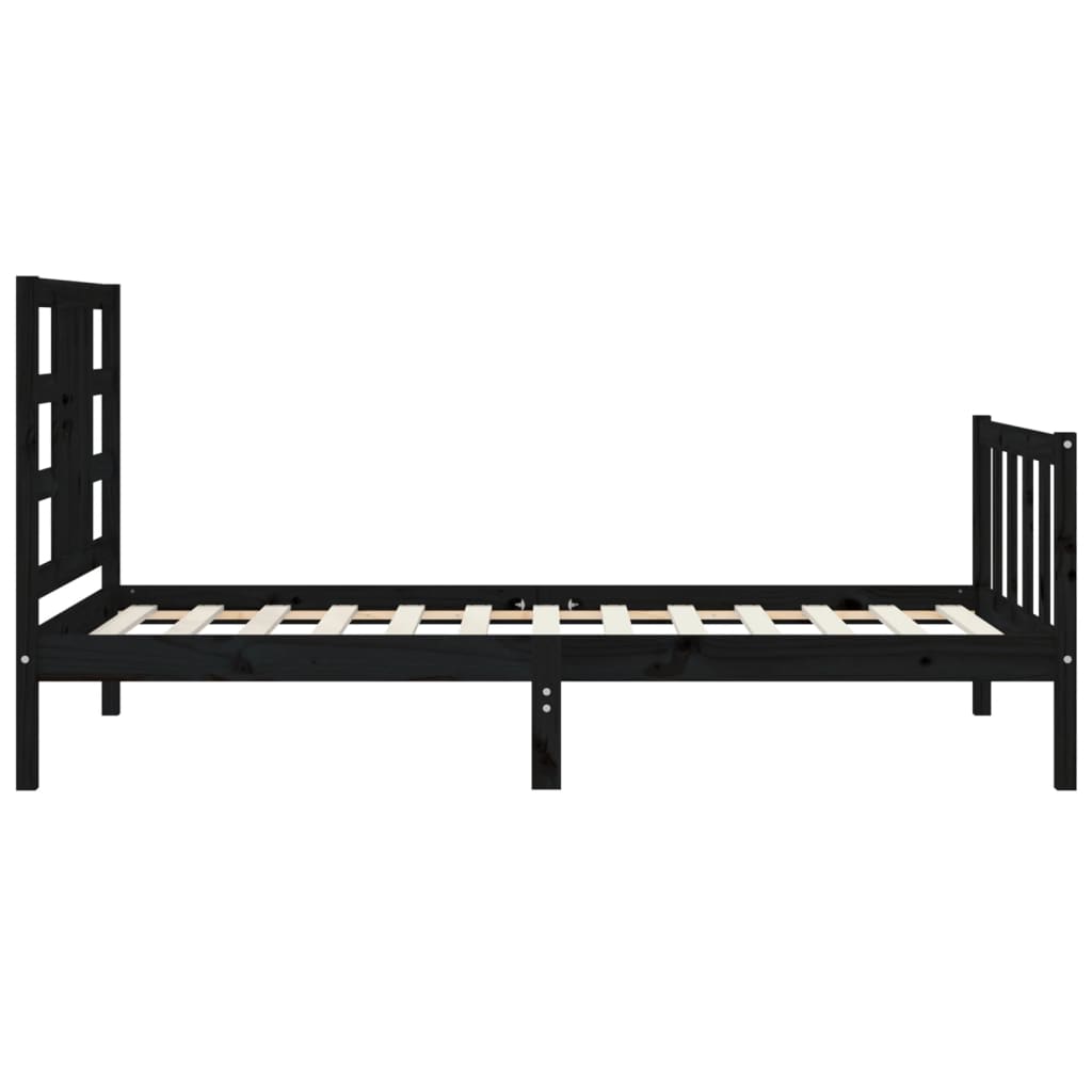 Cadre de lit sans matelas noir 90x190 cm bois de pin massif