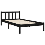 Cadre de lit sans matelas noir 90x190 cm bois de pin massif