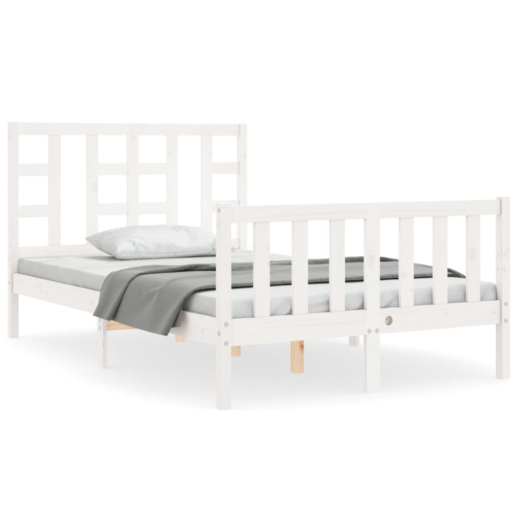 Cadre de lit sans matelas blanc bois de pin massif