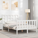 Cadre de lit sans matelas blanc bois de pin massif