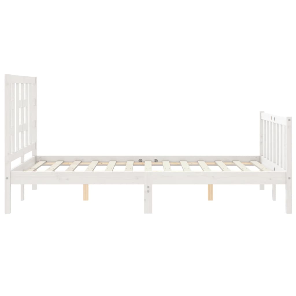 Cadre de lit sans matelas blanc bois de pin massif