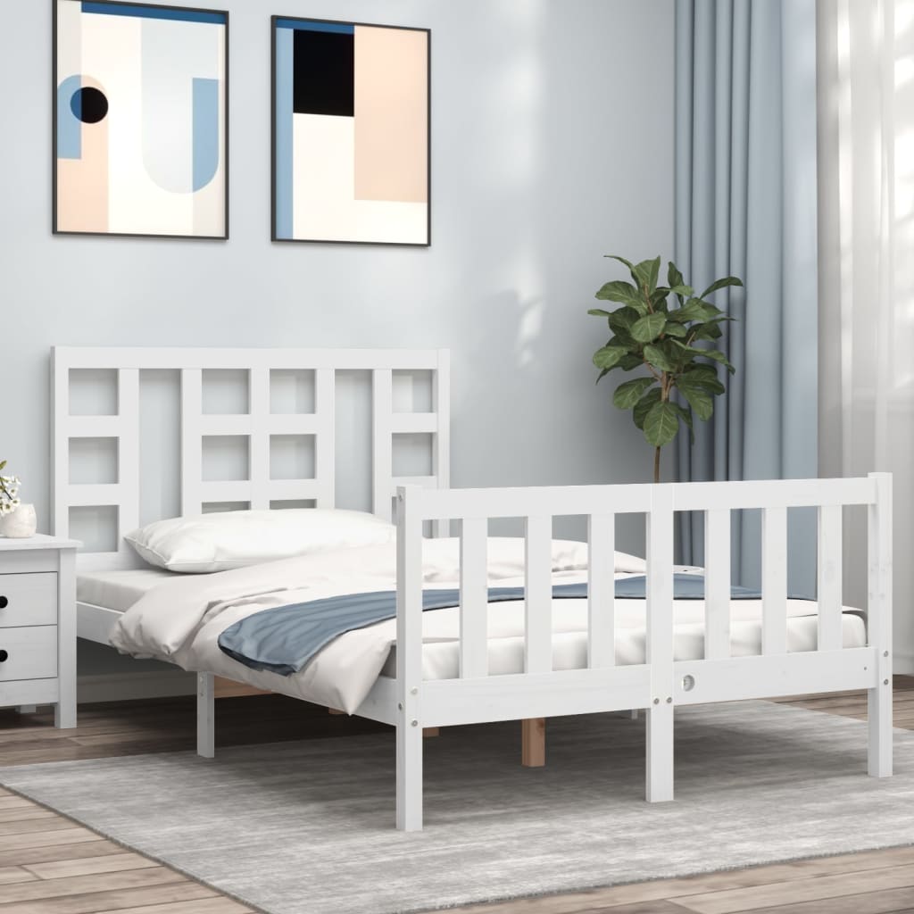 Cadre de lit sans matelas blanc bois de pin massif