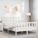 Cadre de lit sans matelas blanc bois de pin massif