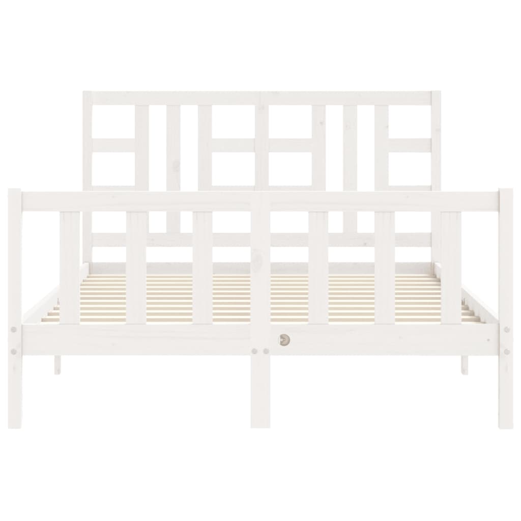 Cadre de lit sans matelas blanc bois de pin massif