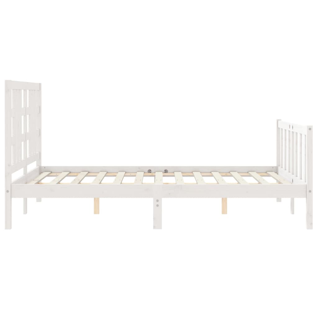 Cadre de lit sans matelas blanc bois de pin massif