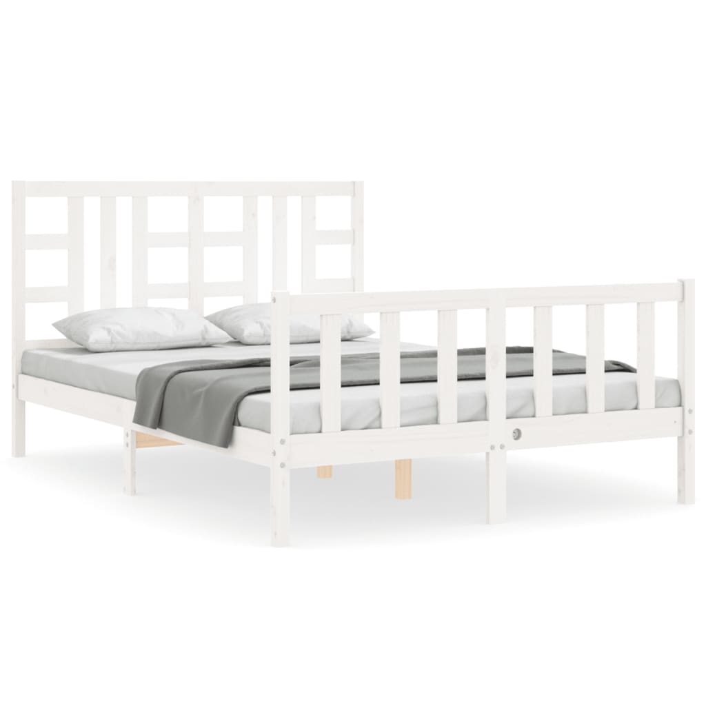 Cadre de lit sans matelas blanc 140x190 cm bois de pin massif