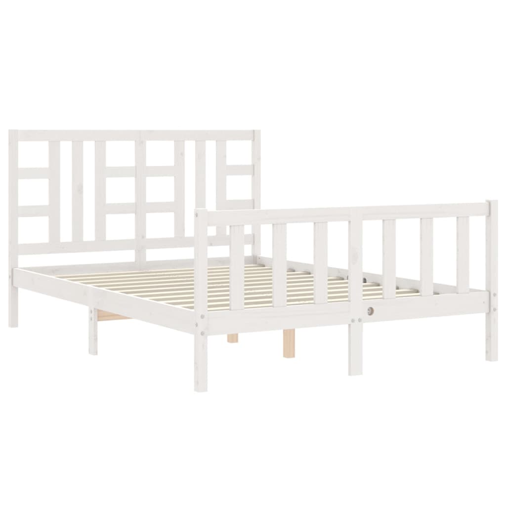 Cadre de lit sans matelas blanc 140x190 cm bois de pin massif